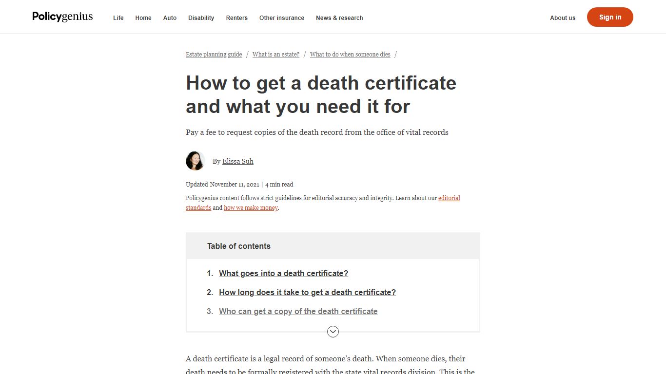 How to Get a Death Certificate & How Long It Takes - Policygenius