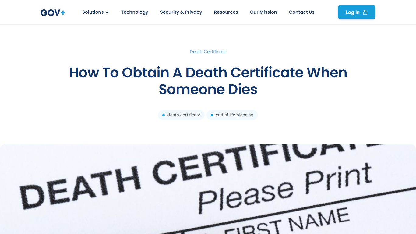 How to obtain a Death Certificate when someone dies | GOV+ - govplus.com