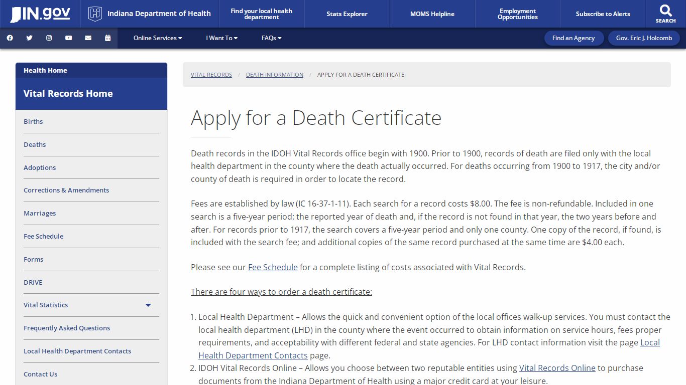 Apply for a Death Certificate - Vital Records